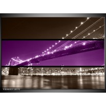 Foto canvas schilderij Brug | Paars, Grijs 