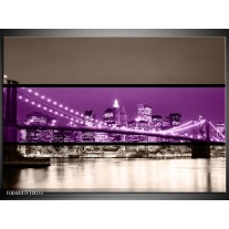 Glas schilderij Brug | Paars, Grijs, Zwart 