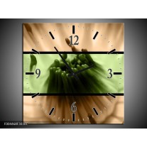 Wandklok op Canvas Bloem | Kleur: Groen, Bruin, Zwart | F004468C