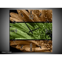 Wandklok op Canvas Bloem | Kleur: Groen, Bruin | F004477C