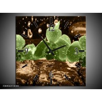 Wandklok op Canvas Orchidee | Kleur: Groen, Bruin | F004502C