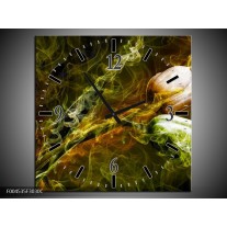 Wandklok op Canvas Tulp | Kleur: Groen, Geel | F004535C