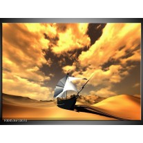 Foto canvas schilderij Boot | Geel, Bruin, Wit 