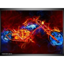 Foto canvas schilderij Motor | Rood, Blauw, Rood 