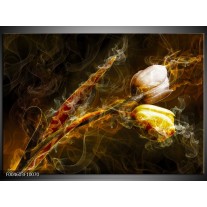 Foto canvas schilderij Tulp | Geel, Wit, Groen 