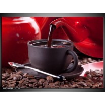 Foto canvas schilderij Koffie | Rood, Bruin, Wit 