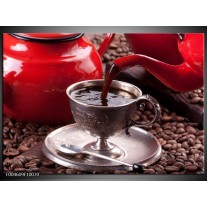 Foto canvas schilderij Koffie | Rood, Bruin, Wit 