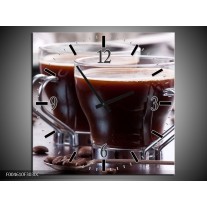 Wandklok op Canvas Koffie | Kleur: Bruin, Wit | F004610C