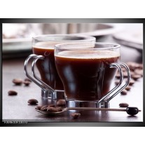 Glas schilderij Koffie | Bruin, Wit 