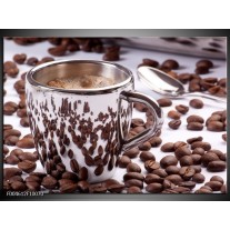 Glas schilderij Koffie | Bruin, Wit 