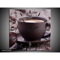 Wandklok op Canvas Koffie | Kleur: Bruin, Wit | F004613C