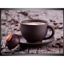 Glas schilderij Koffie | Bruin, Wit 