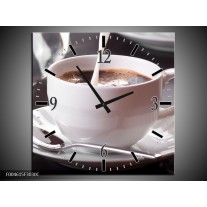 Wandklok op Canvas Koffie | Kleur: Wit, Bruin | F004615C