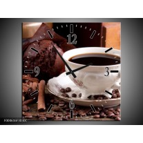 Wandklok op Canvas Koffie | Kleur: Wit, Bruin | F004616C