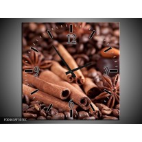 Wandklok op Canvas Koffie | Kleur: Wit, Bruin | F004618C