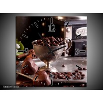 Wandklok op Canvas Koffie | Kleur: Wit, Bruin | F004619C