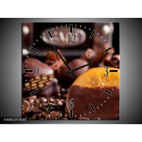 Wandklok op Canvas Koffie | Kleur: Wit, Bruin | F004622C