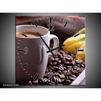 Wandklok op Canvas Koffie | Kleur: Wit, Bruin | F004626C