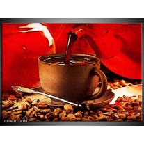 Foto canvas schilderij Koffie | Wit, Bruin, Rood 