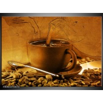 Foto canvas schilderij Koffie | Wit, Bruin, Geel 