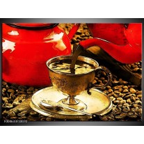 Foto canvas schilderij Koffie | Rood, Goud, Bruin 