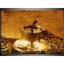 Glas schilderij Koffie | Bruin, Geel 