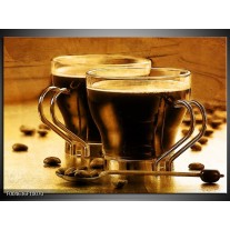 Glas schilderij Koffie | Bruin, Geel 