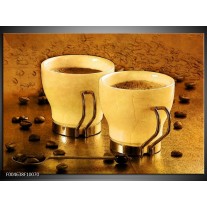 Glas schilderij Koffie | Bruin, Geel 