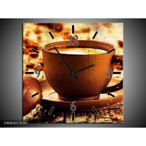 Wandklok op Canvas Koffie | Kleur: Bruin, Geel | F004641C