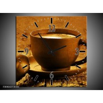 Wandklok op Canvas Koffie | Kleur: Bruin, Geel | F004642C