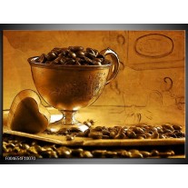Glas schilderij Koffie | Bruin, Geel 