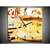 Wandklok op Canvas Koffie | Kleur: Bruin, Geel | F004661C