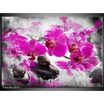 Foto canvas schilderij Orchidee | Roze, Grijs, Wit 