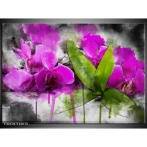 Foto canvas schilderij Orchidee | Paars, Groen, Grijs 