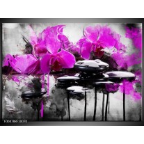 Foto canvas schilderij Orchidee | Paars, Grijs, Wit 