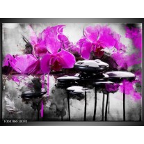 Foto canvas schilderij Orchidee | Paars, Grijs, Wit 