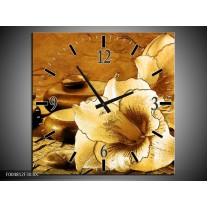 Wandklok op Canvas Bloem | Kleur: Bruin | F004812C