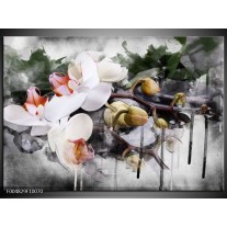 Glas schilderij Orchidee | Wit, Grijs 