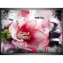 Foto canvas schilderij Bloem | Rood, Grijs, Wit 