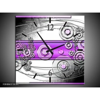 Wandklok op Canvas Modern | Kleur: Paars, Grijs, Wit | F004861C
