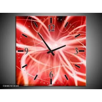 Wandklok op Canvas Modern | Kleur: Rood, Wit, Grijs | F004874C