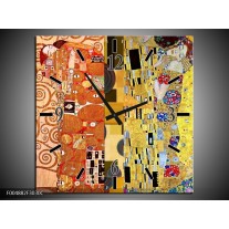 Wandklok op Canvas Modern | Kleur: Geel, Bruin, Zwart | F004882C