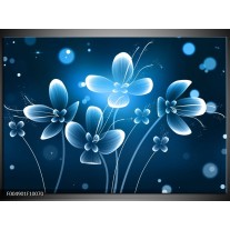 Foto canvas schilderij Bloem | Blauw, Wit 