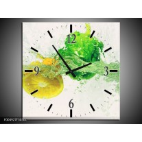 Wandklok op Canvas Keuken | Kleur: Groen, Geel, Wit | F004927C