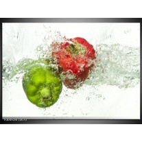 Foto canvas schilderij Paprika | Groen, Rood, Wit 