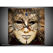 Wandklok op Canvas Masker | Kleur: Bruin, Wit, Zwart | F004929C