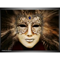 Glas schilderij Masker | Bruin, Wit, Zwart 
