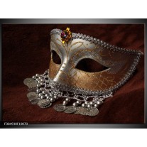 Foto canvas schilderij Masker | Bruin, Wit, Zwart 