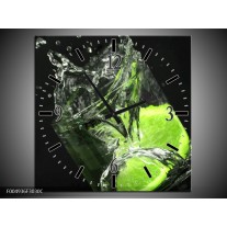 Wandklok op Canvas Keuken | Kleur: Groen, Wit, Zwart | F004936C