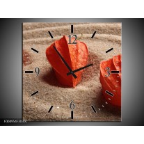 Wandklok op Canvas Spa | Kleur: Bruin, Creme, Rood | F004954C